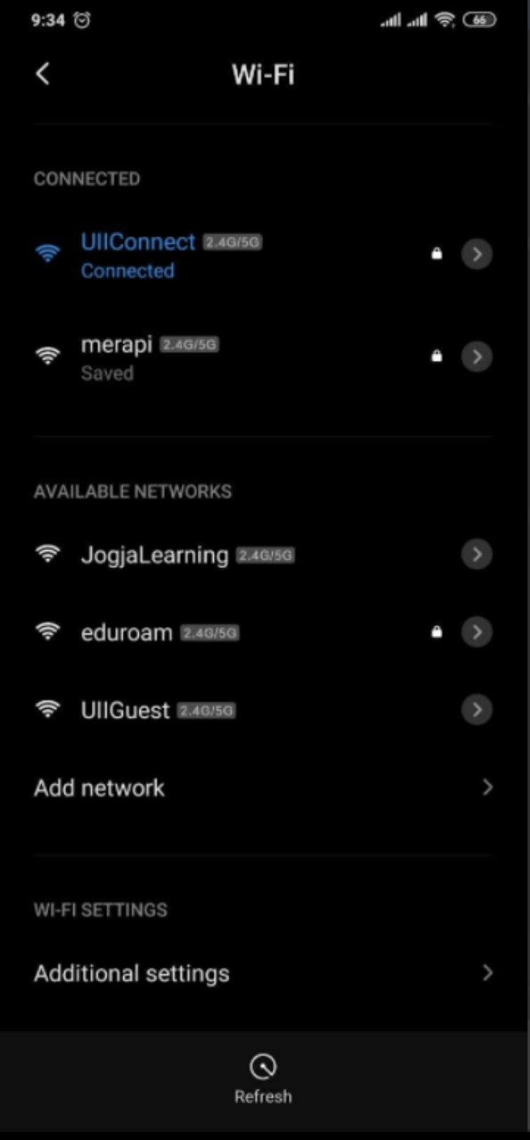 Menu Setelan Tambahan WiFi