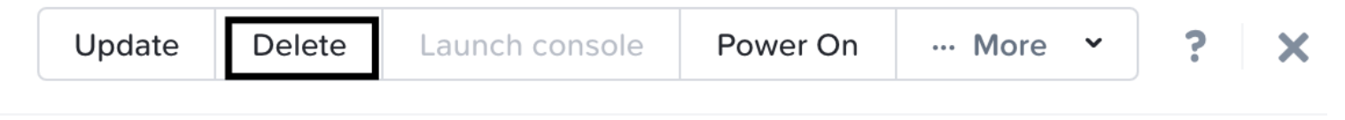Tombol Delete pada detail VM