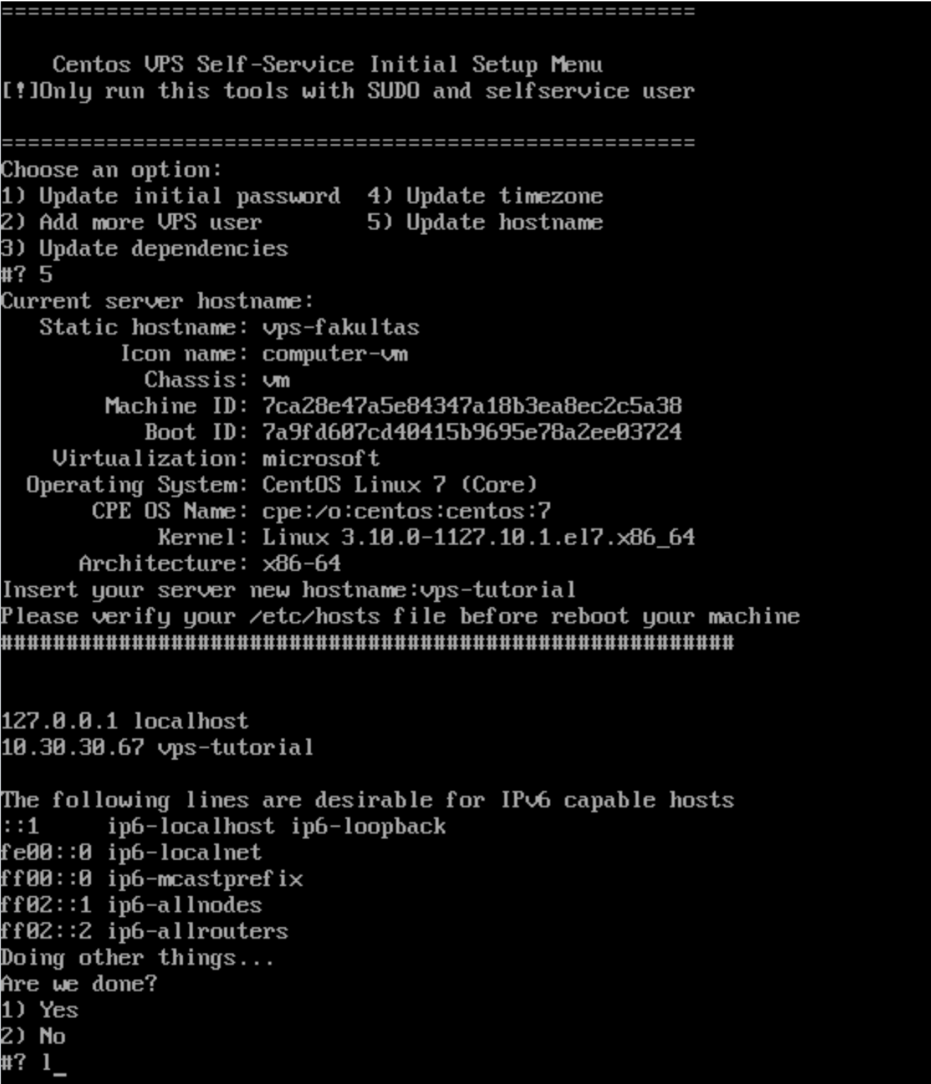 Proses mengganti hostname