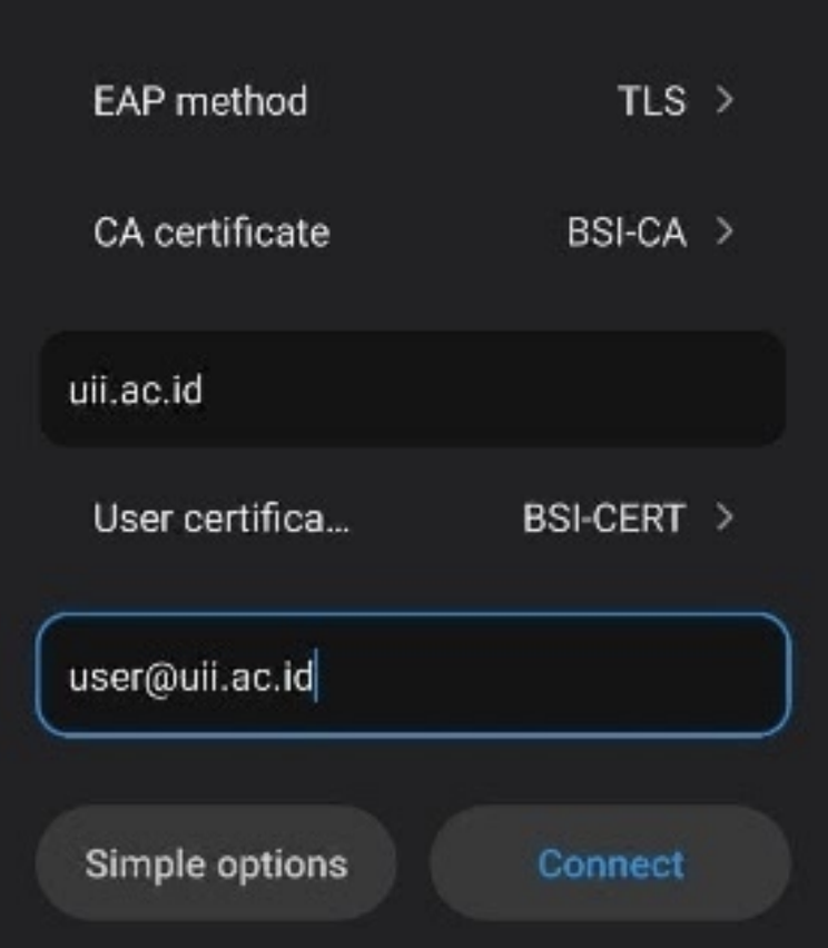 Konfigurasi eduroam EAP-TLS