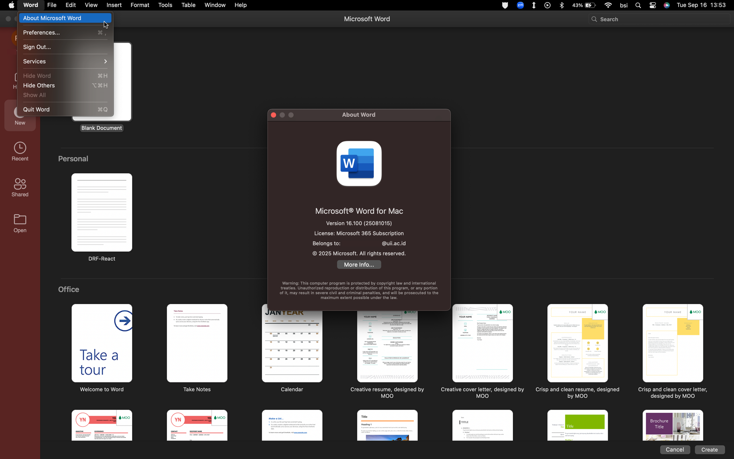 Konfirmasi Aktivasi di macOS